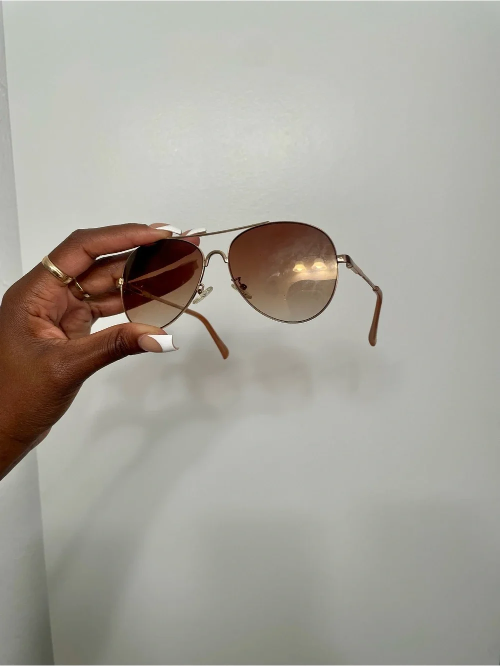 Express Gold Frame Brown Gradient Lens Women's Aviator Sunglasses